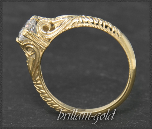 Ring 0,57ct Brillant, 585 Gold, Antik Jugendstil Design